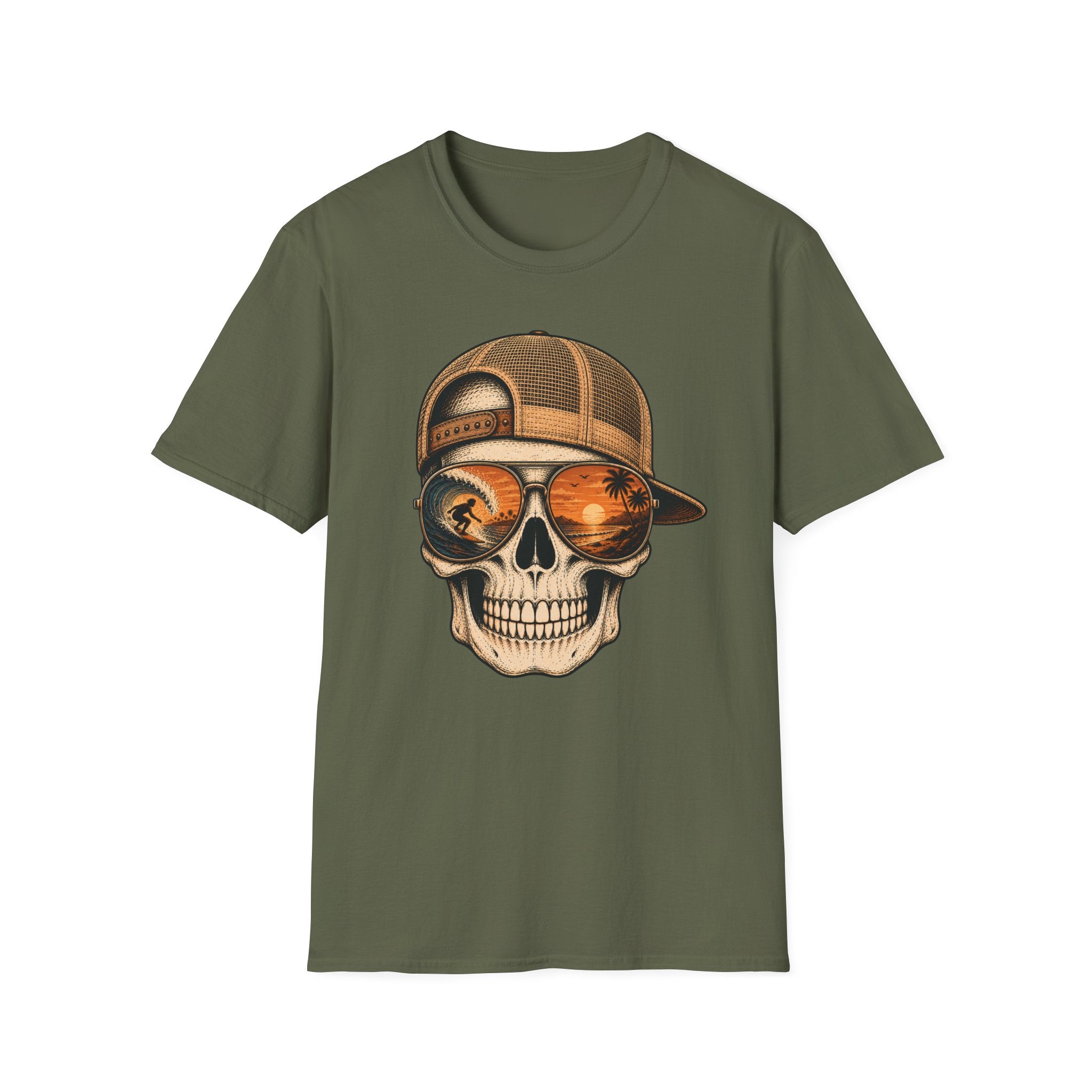 Sunset Barrel Skull Surf Tee