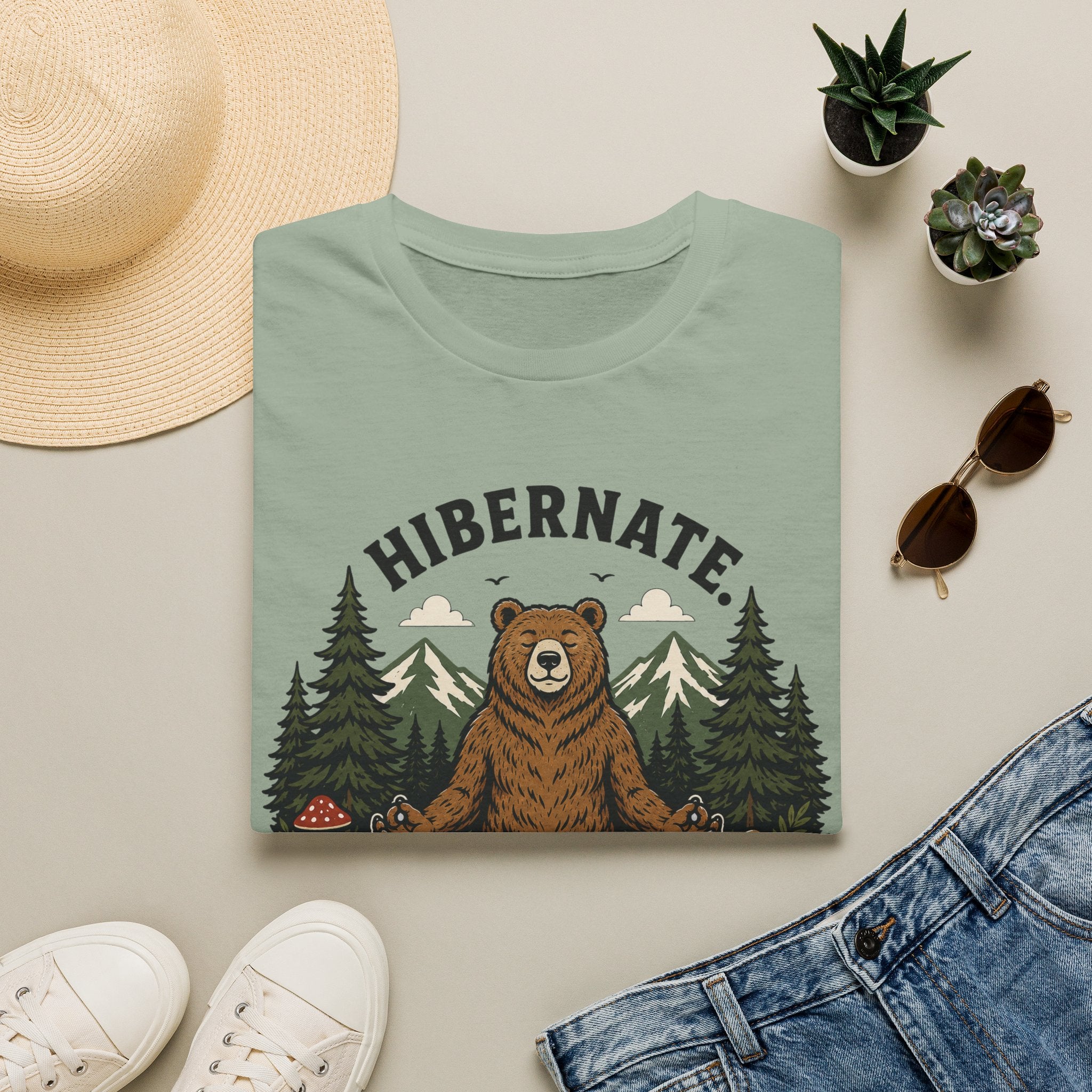 Hibernate Stretch Repeat Bear Yoga Tee