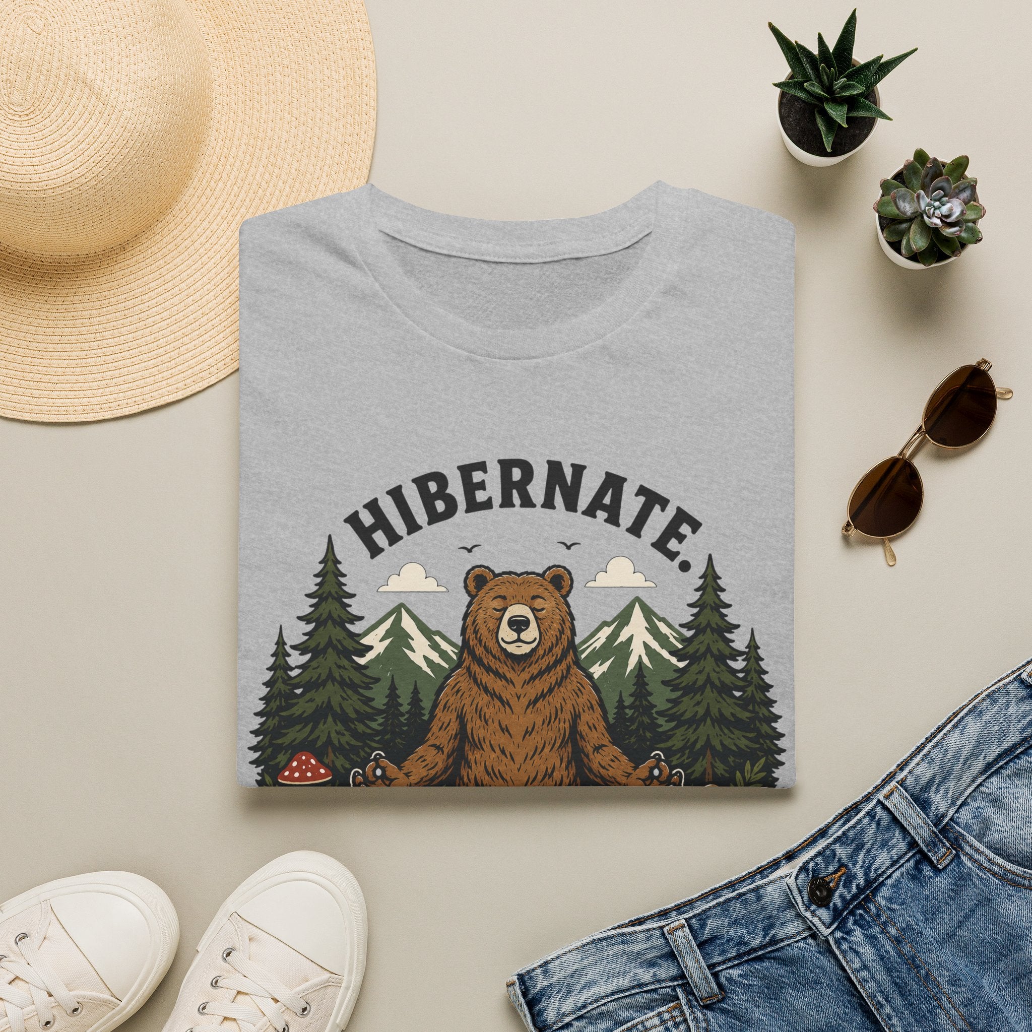 Hibernate Stretch Repeat Bear Yoga Tee