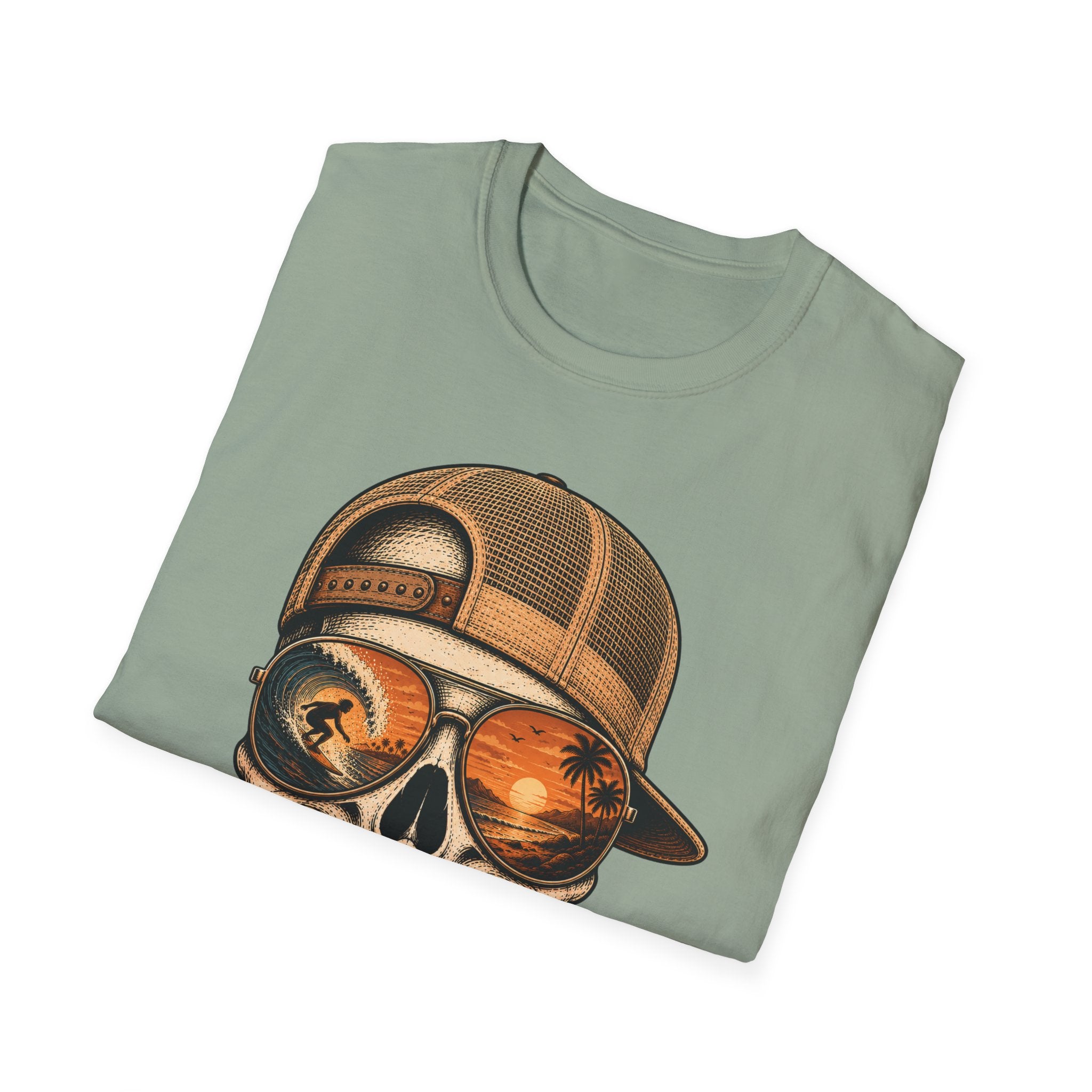 Sunset Barrel Skull Surf Tee
