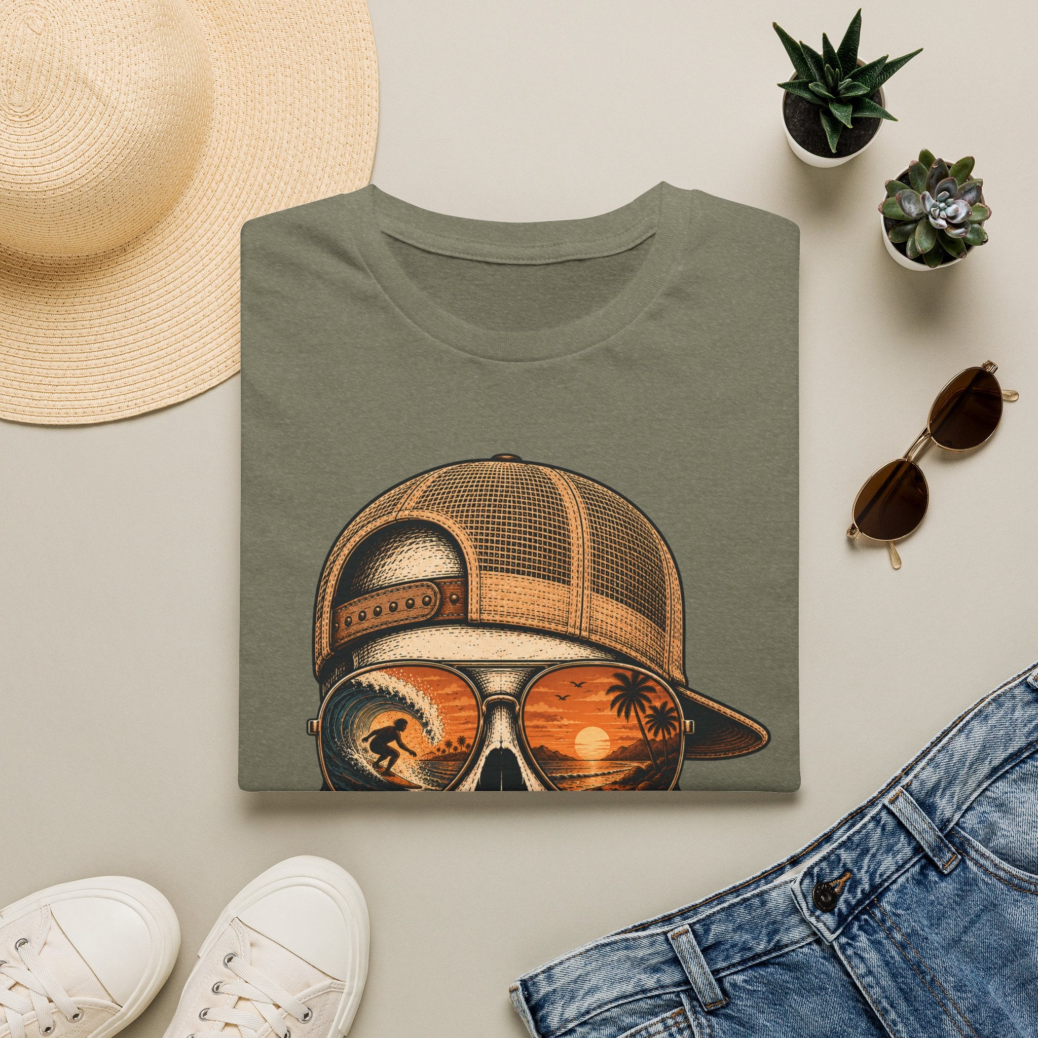Sunset Barrel Skull Surf Tee