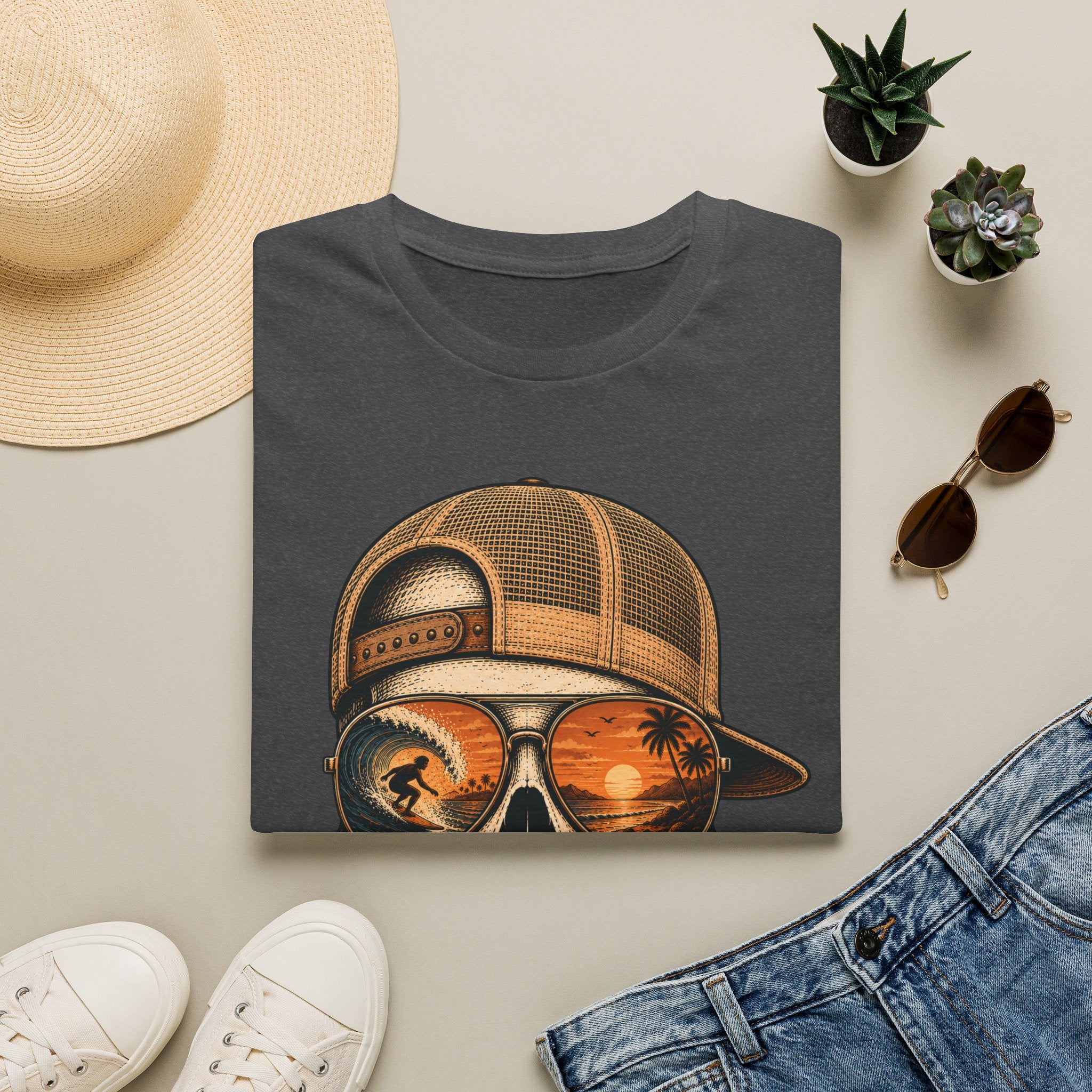 Sunset Barrel Skull Surf Tee