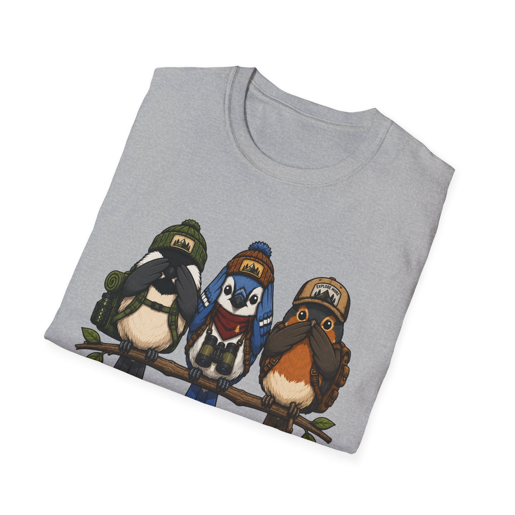 See No Hear No Speak No Bird Hikers Tee