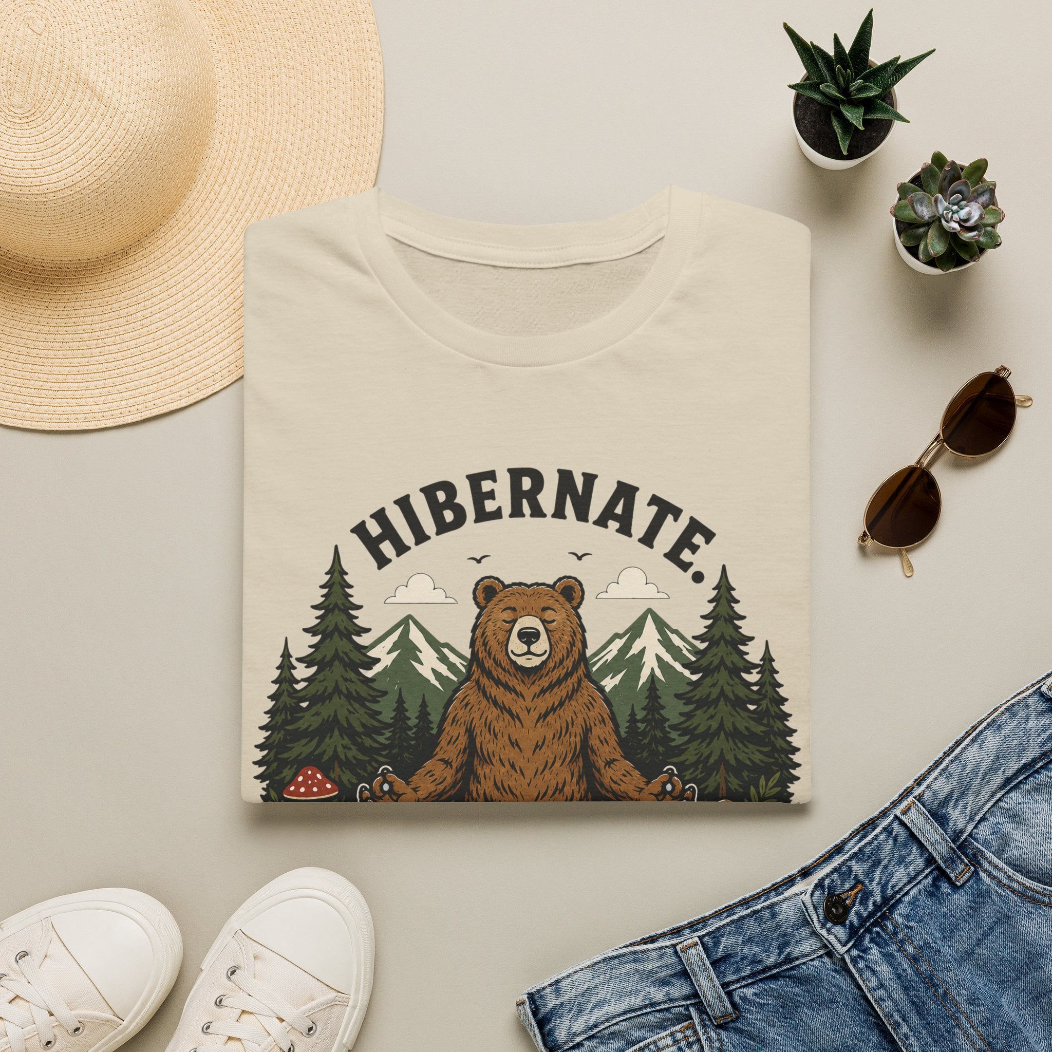 Hibernate Stretch Repeat Bear Yoga Tee