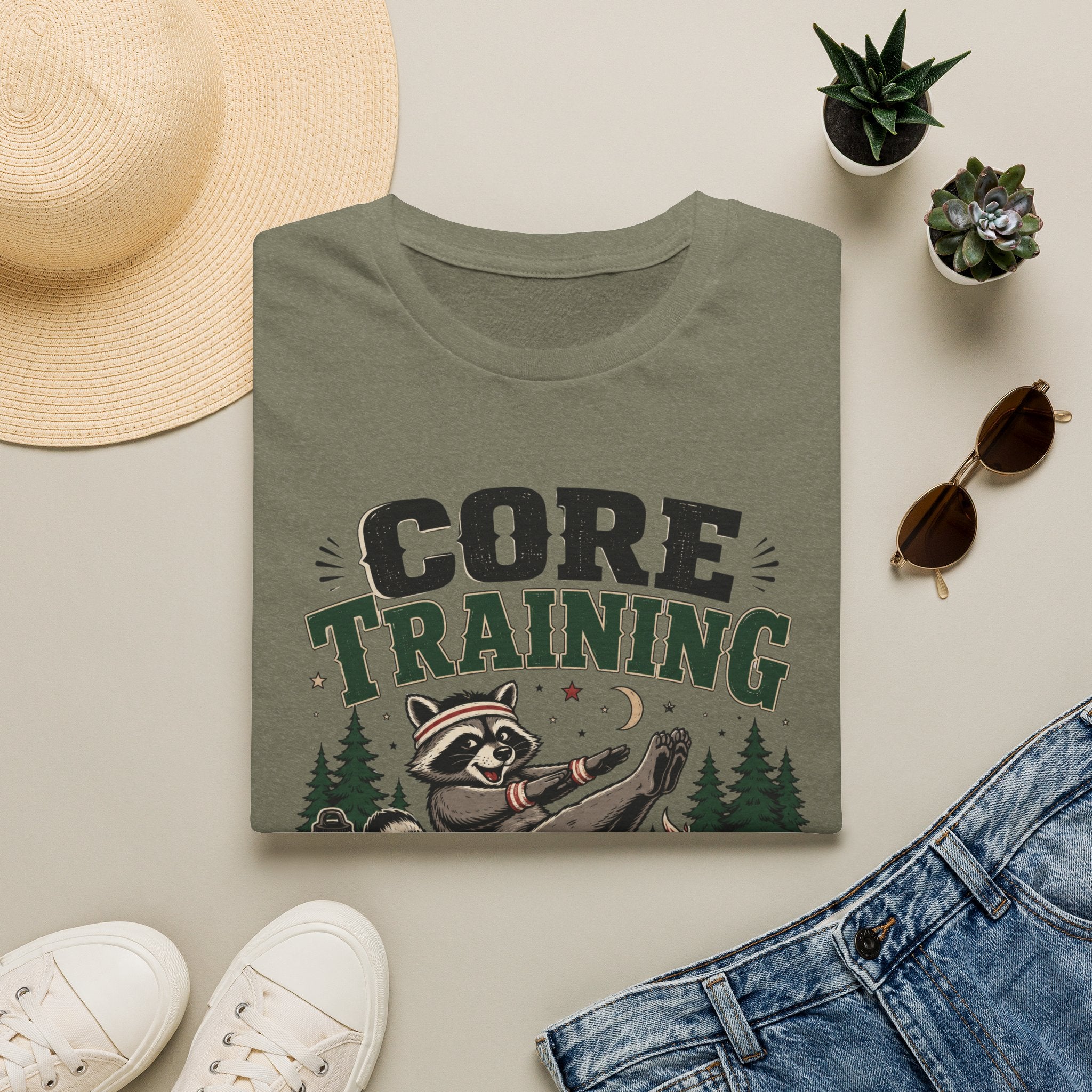 Core Training Raccoon Workout Tee