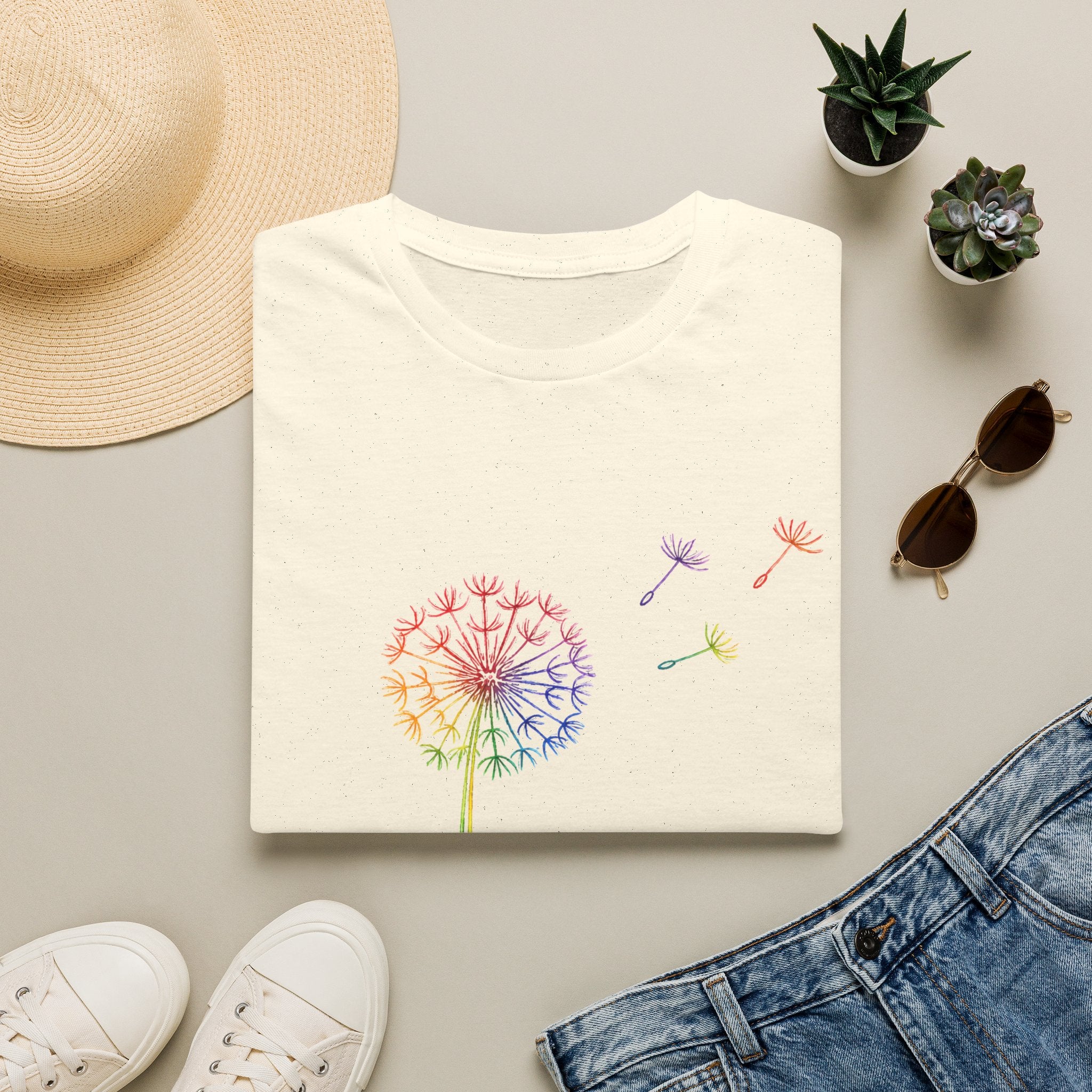 Rainbow Wishes Dandelion Tee
