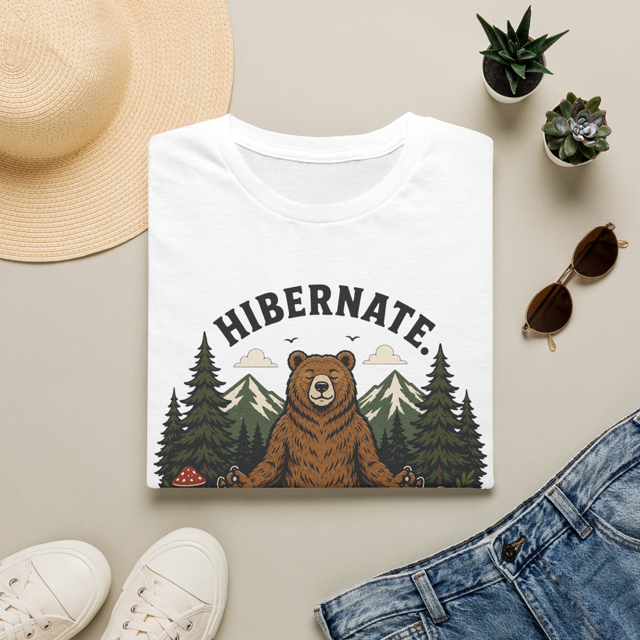 Hibernate Stretch Repeat Bear Yoga Tee