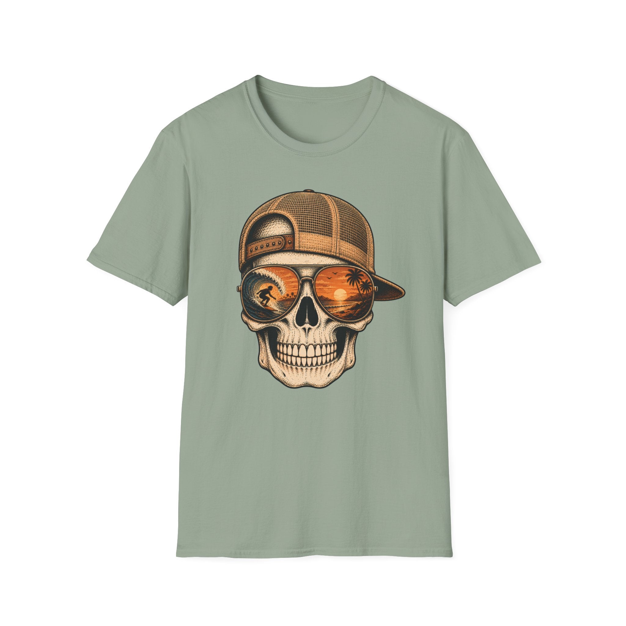 Sunset Barrel Skull Surf Tee