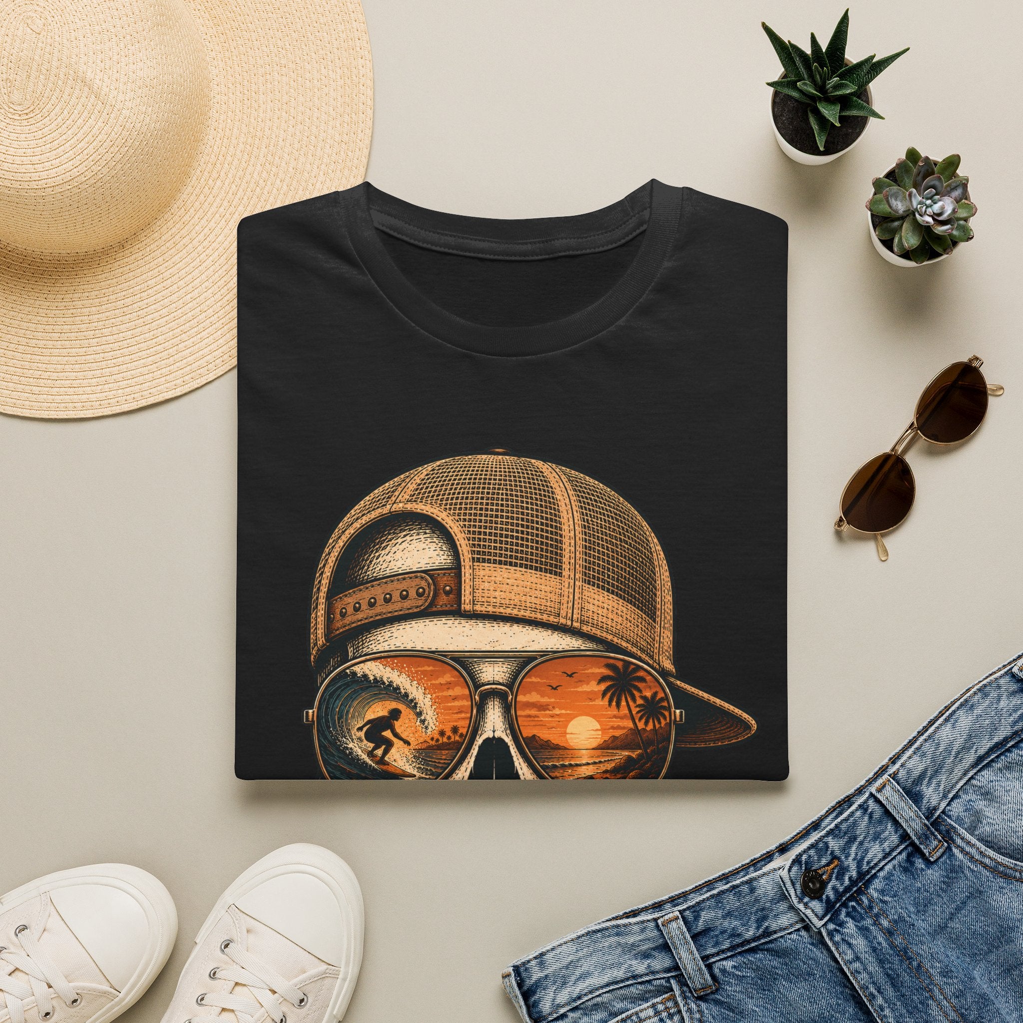 Sunset Barrel Skull Surf Tee