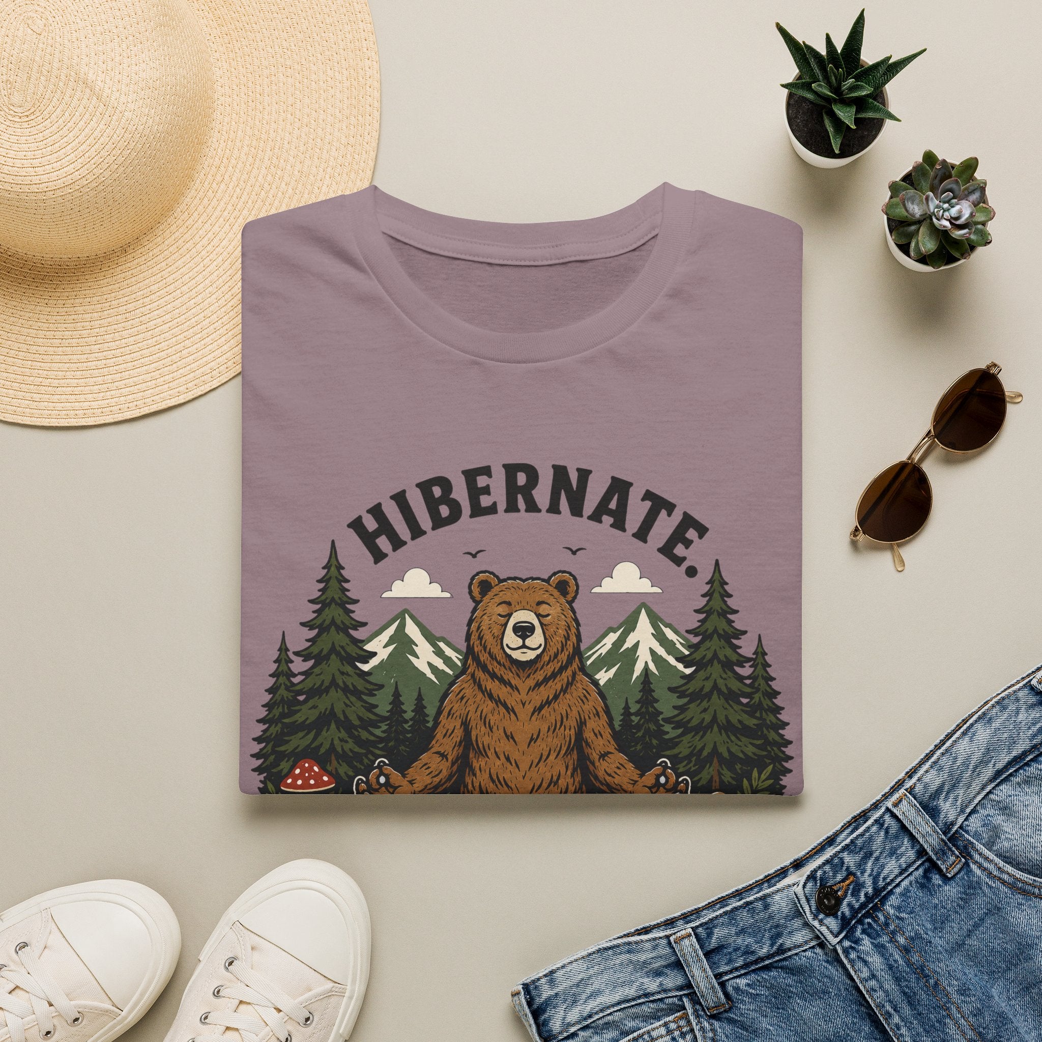 Hibernate Stretch Repeat Bear Yoga Tee