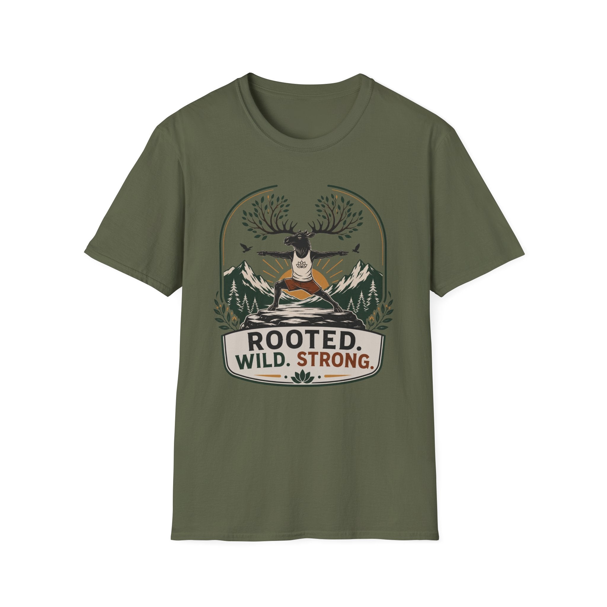 Rooted Wild Strong Moose Yoga Tee