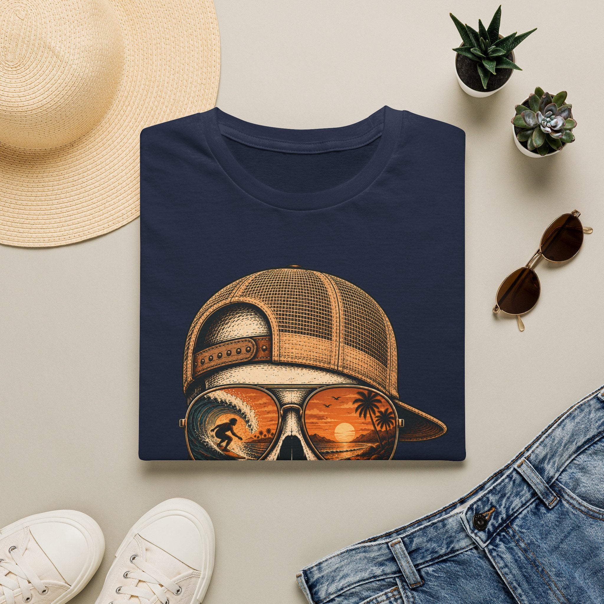 Sunset Barrel Skull Surf Tee