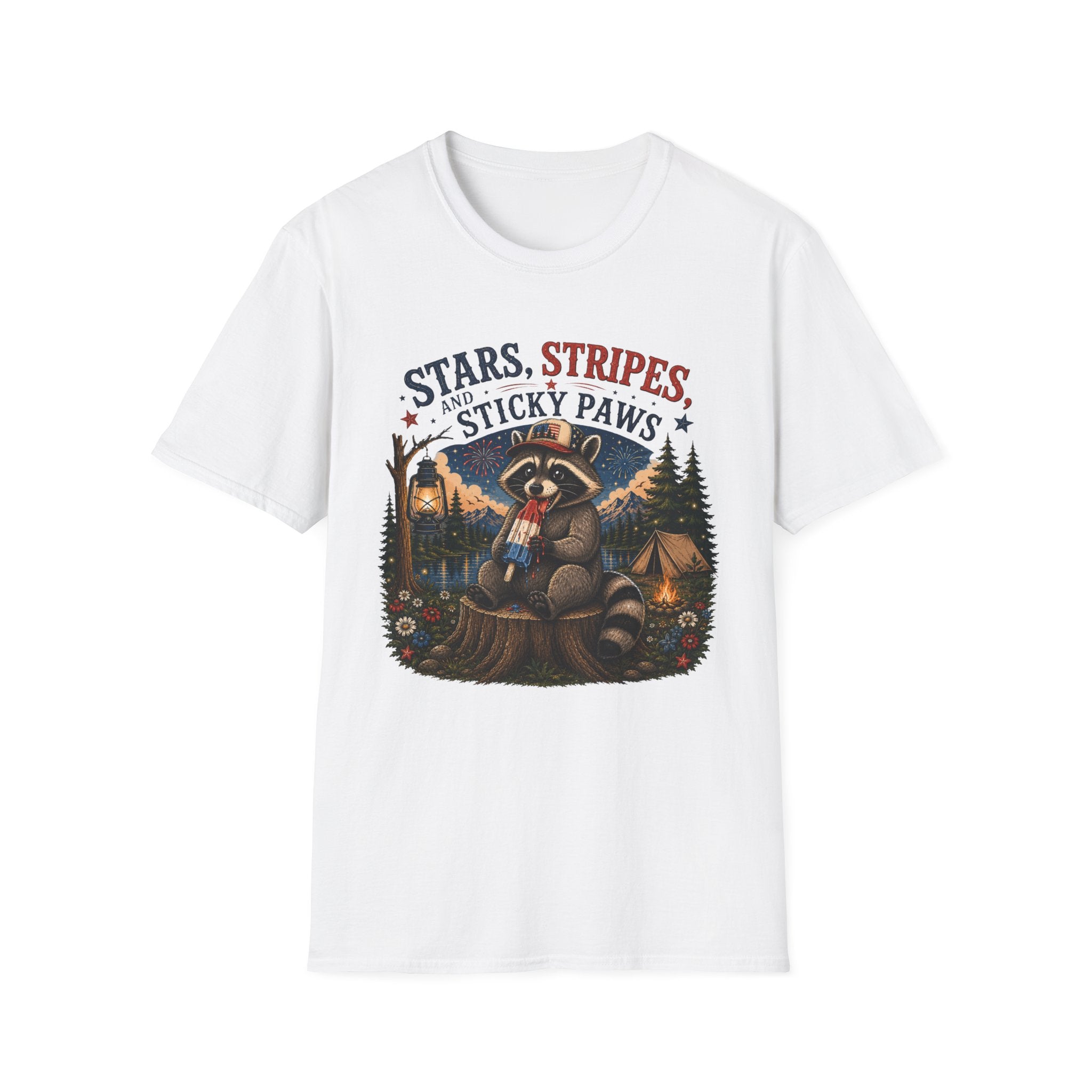 Stars, Stripes, and Sticky Paws Raccoon Tee