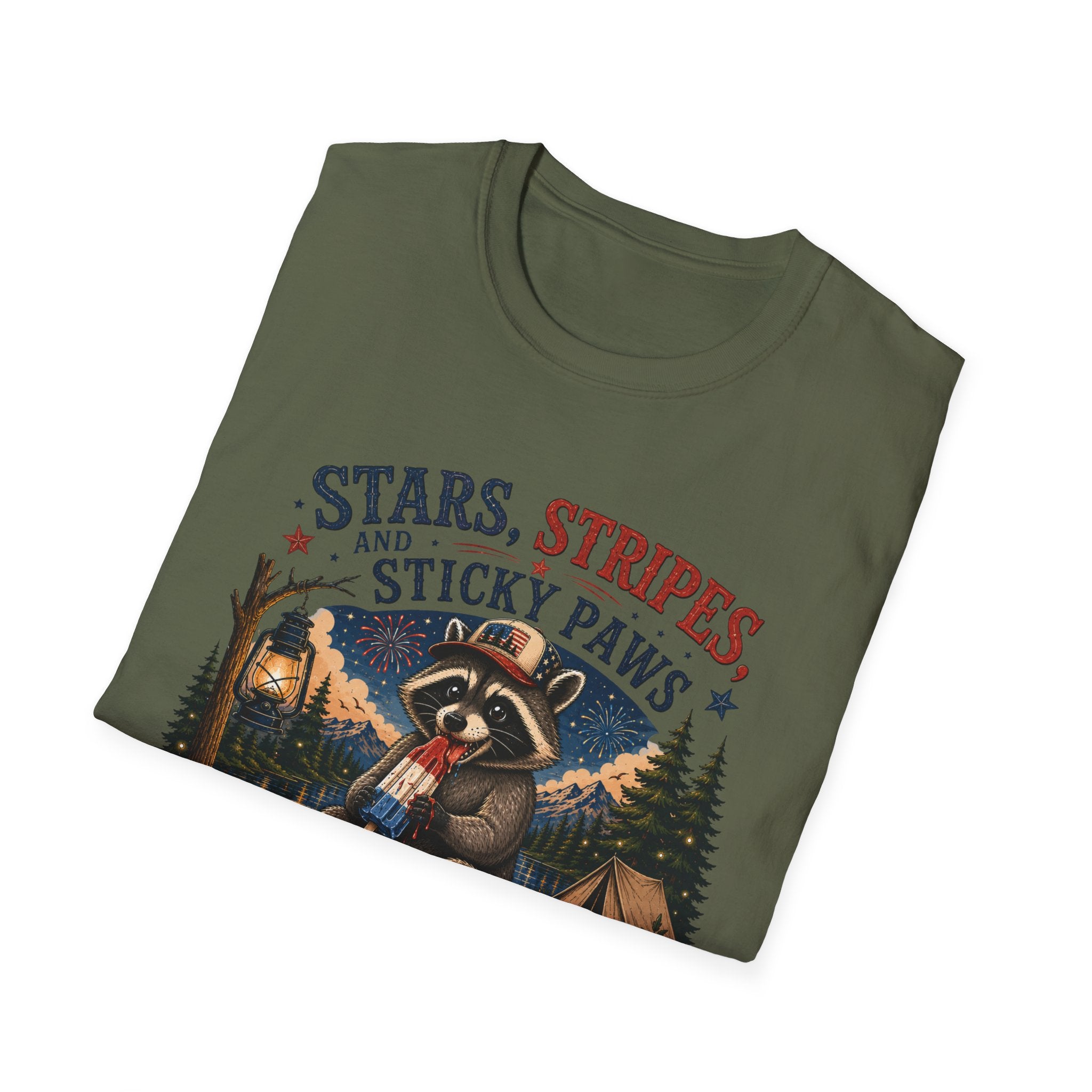 Stars, Stripes, and Sticky Paws Raccoon Tee