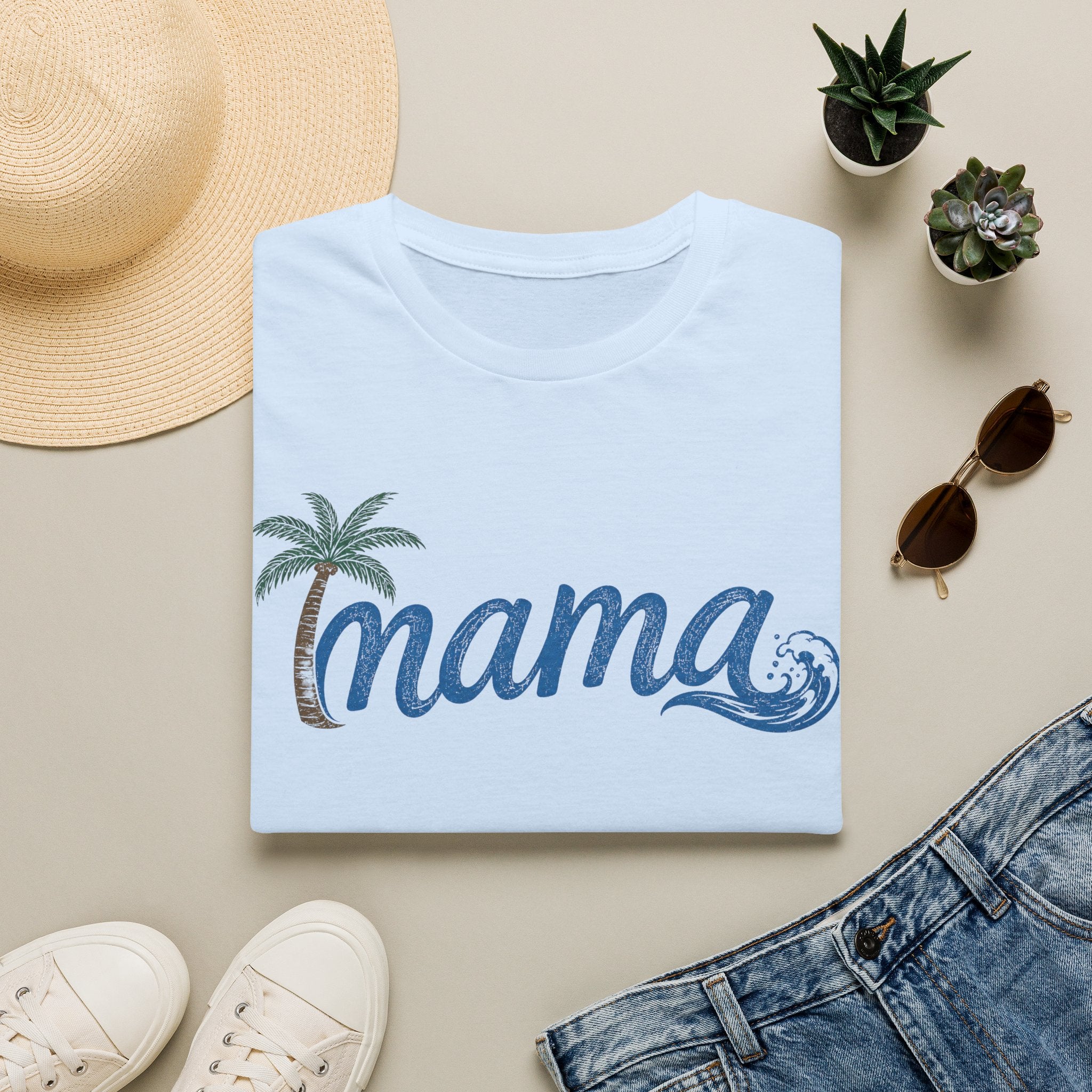 Coastal Mama Palm Tree & Wave Tee