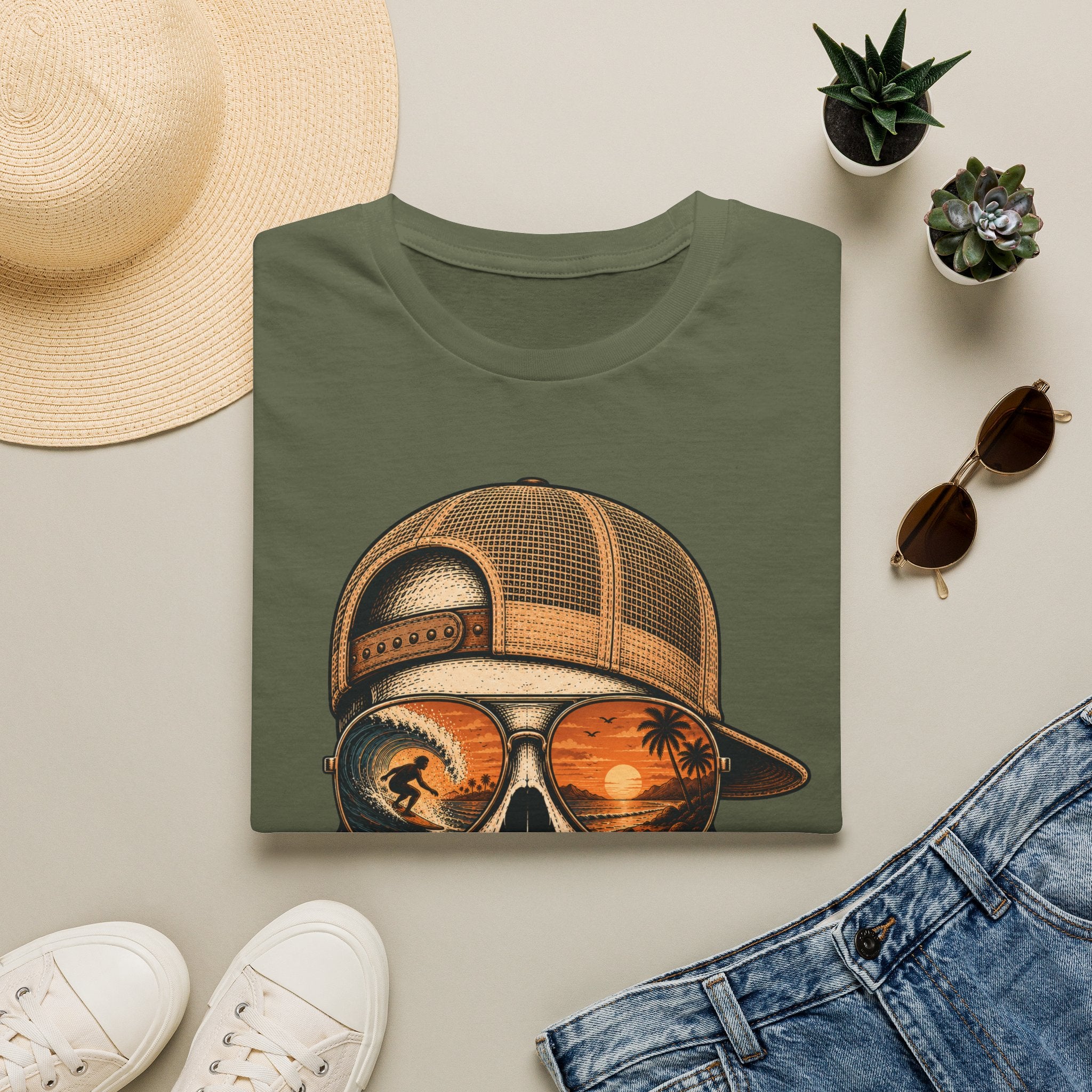 Sunset Barrel Skull Surf Tee