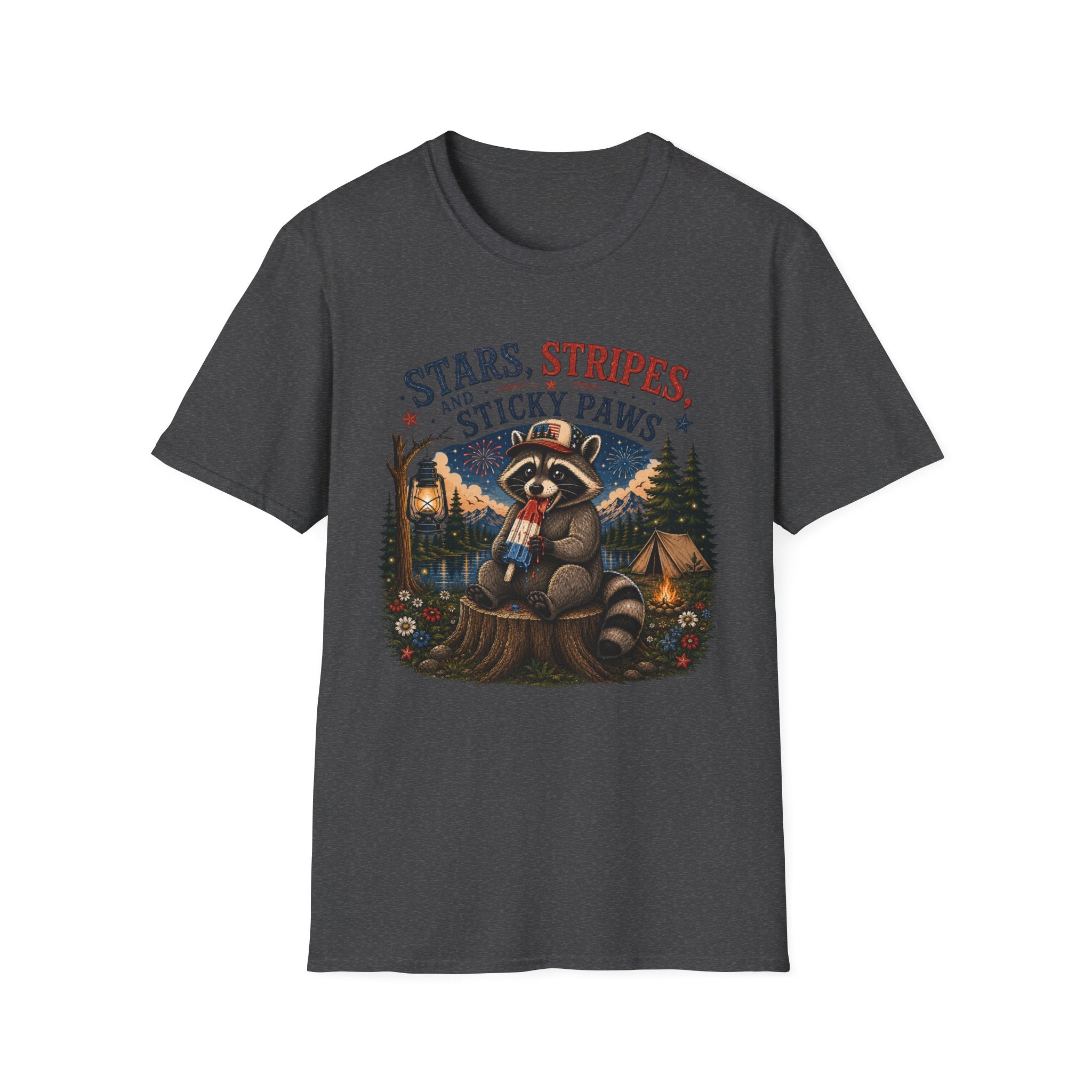 Stars, Stripes, and Sticky Paws Raccoon Tee