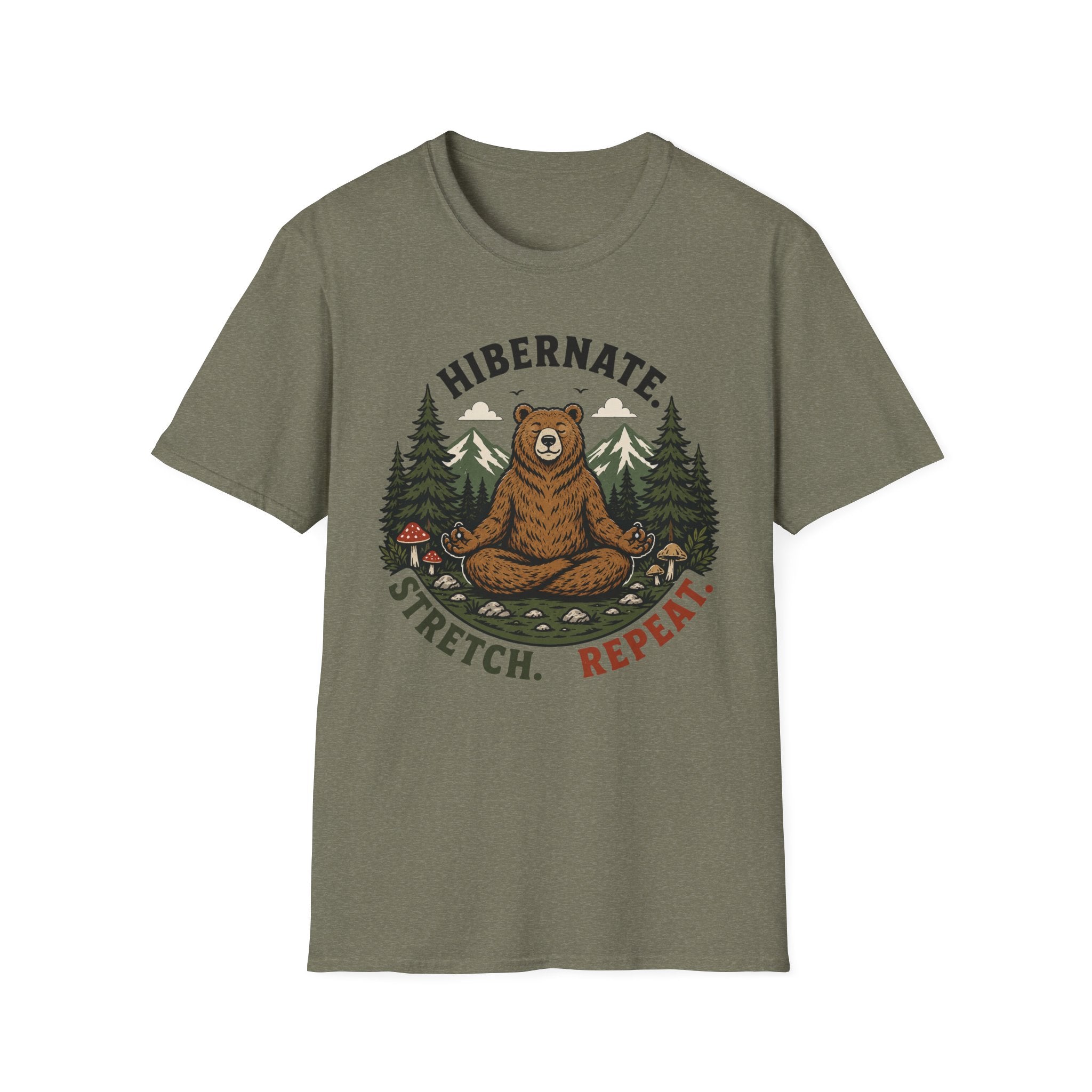 Hibernate Stretch Repeat Bear Yoga Tee