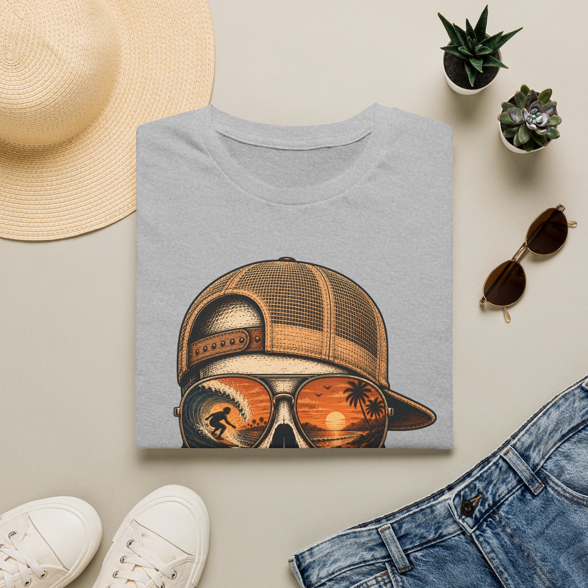 Sunset Barrel Skull Surf Tee