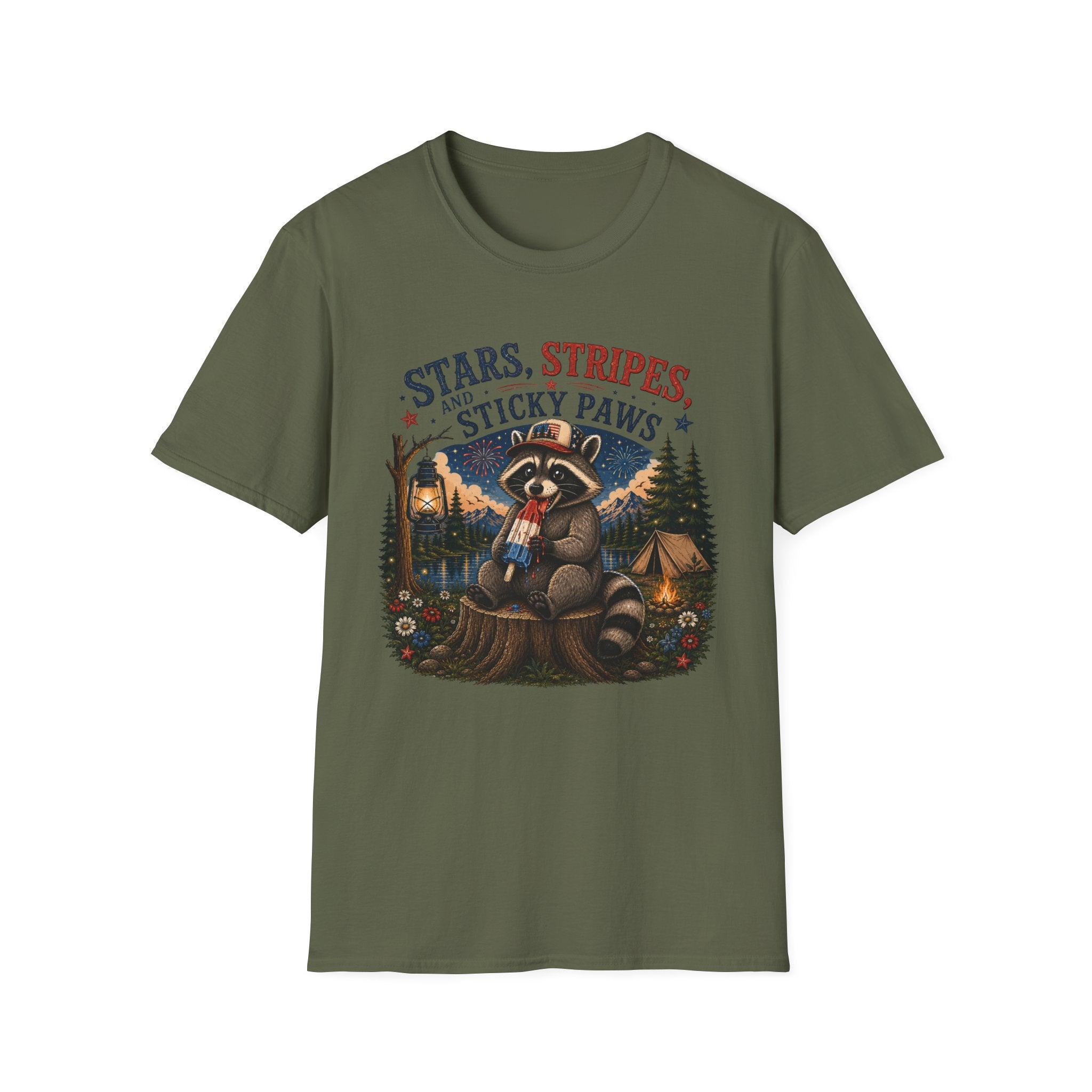 Stars, Stripes, and Sticky Paws Raccoon Tee