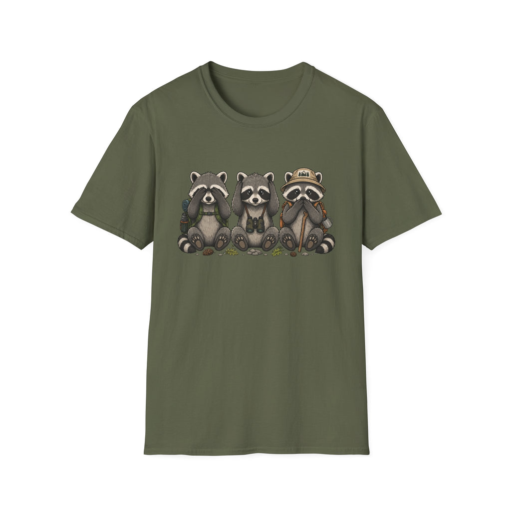 See No Hear No Speak No Raccoon Hikers Tee