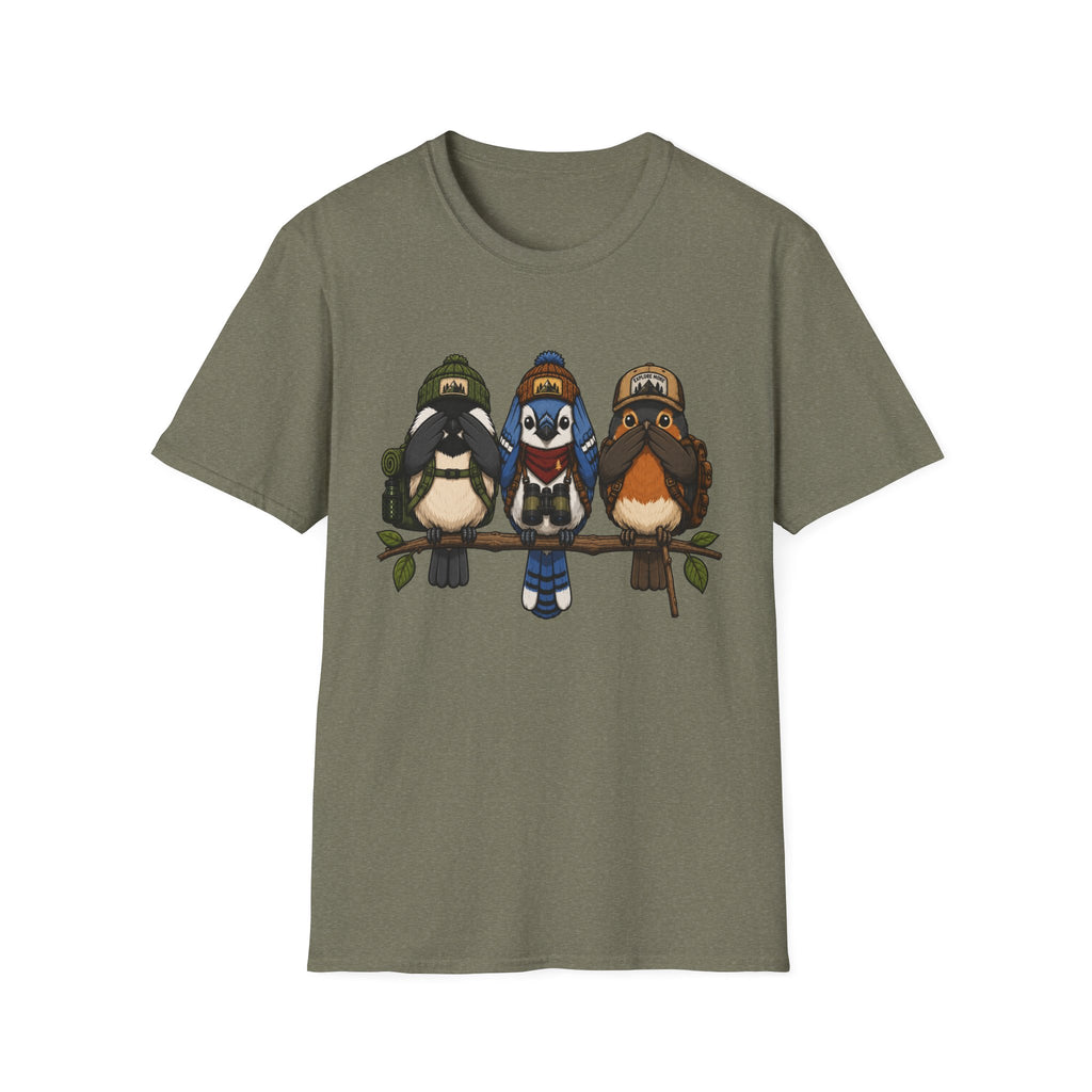 See No Hear No Speak No Bird Hikers Tee